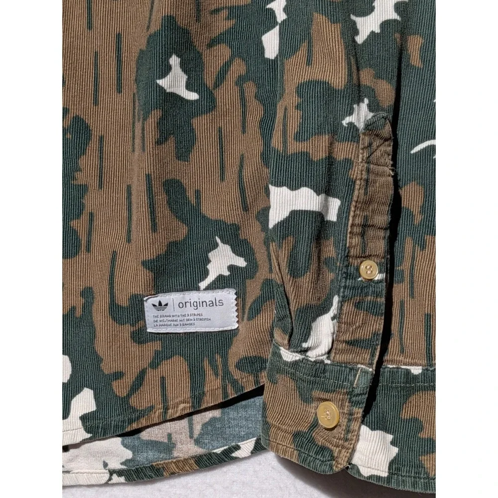 Adidas Originals Camo‎ Corduroy Shirt Mens Medium Sample Button Up